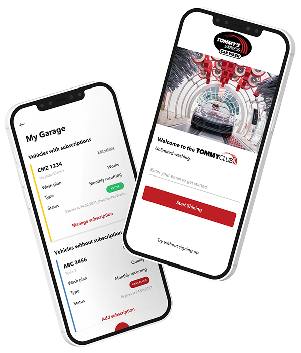 A young man helping a customer with their mobile app